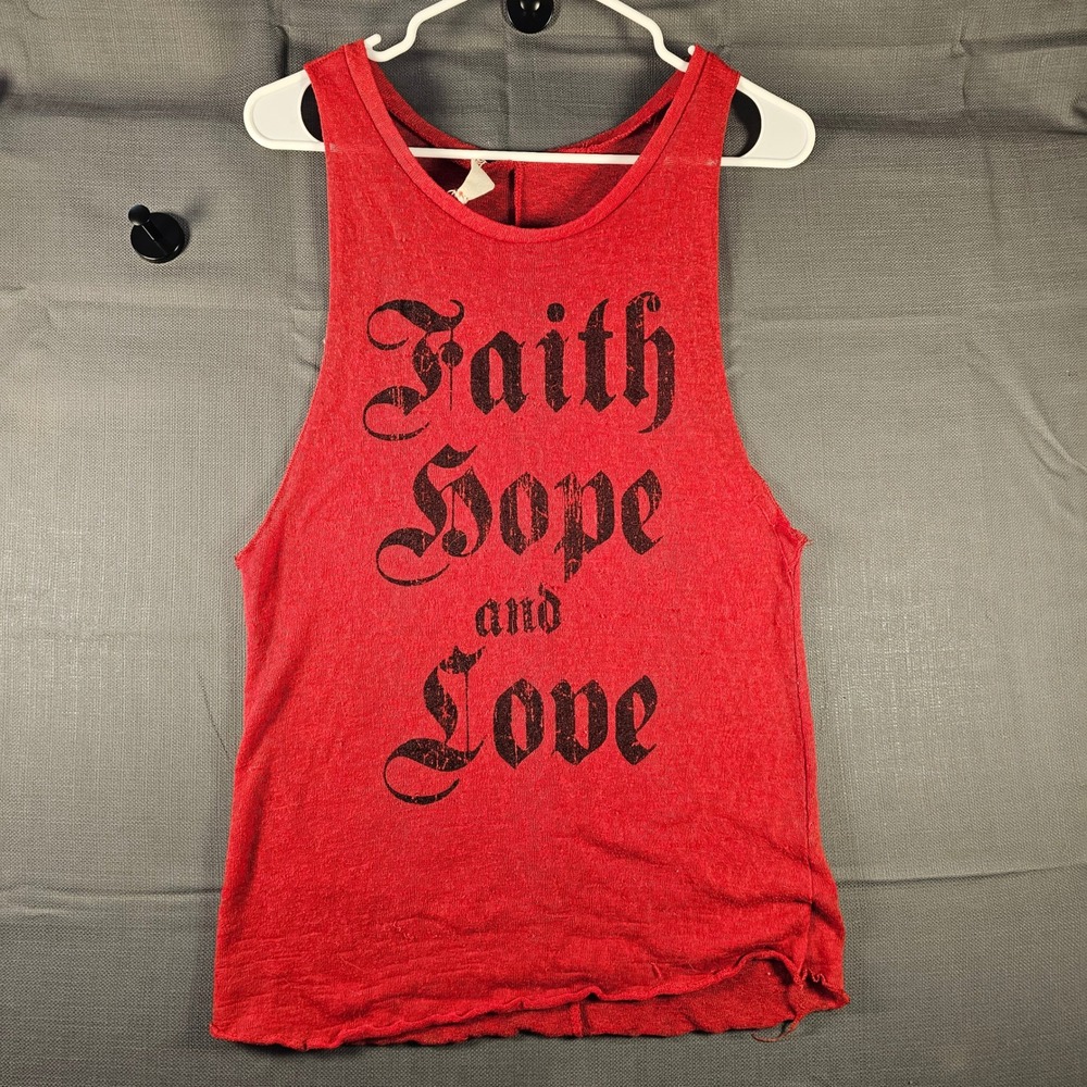 Blushed Red Faith Hope and Love Graphic Muscle Tank Top XLRTAD58